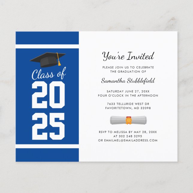 Graduation 2025 Grad Blue Party Invitation (Devant)