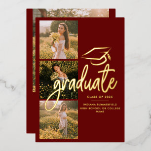 Graduation 2025 Grad Photos Gold Foil Faire-part