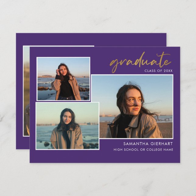 Graduation 2025 Grad Photos Purple Faire-part (Devant / Derrière)