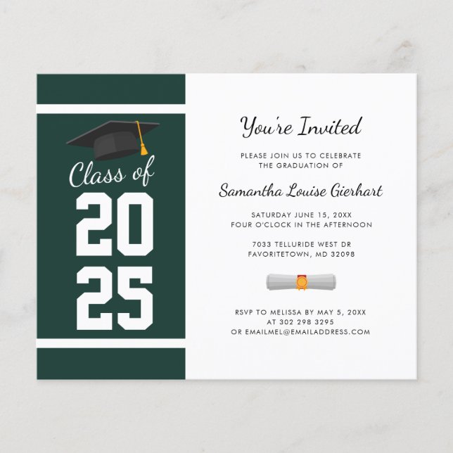 Graduation 2025 Green Grad Party Invitation (Devant)