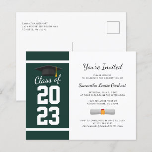 Graduation 2025 Green White Party Invitation