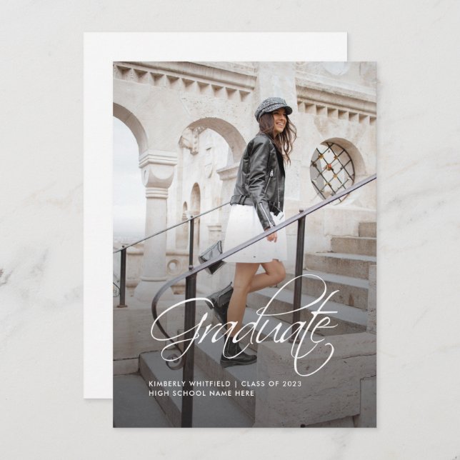 Graduation 2025 Lettré à la main Faire-part photo (Devant / Derrière)