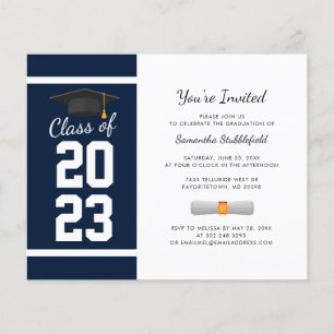 Graduation 2025 Marine Blue Grad Party Invitation