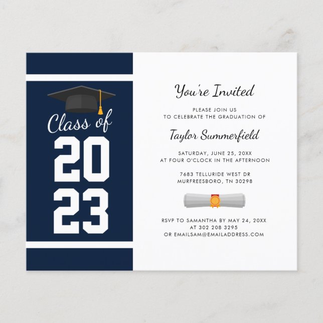 Graduation 2025 Marine Blue Modern Party Invitatio (Devant)
