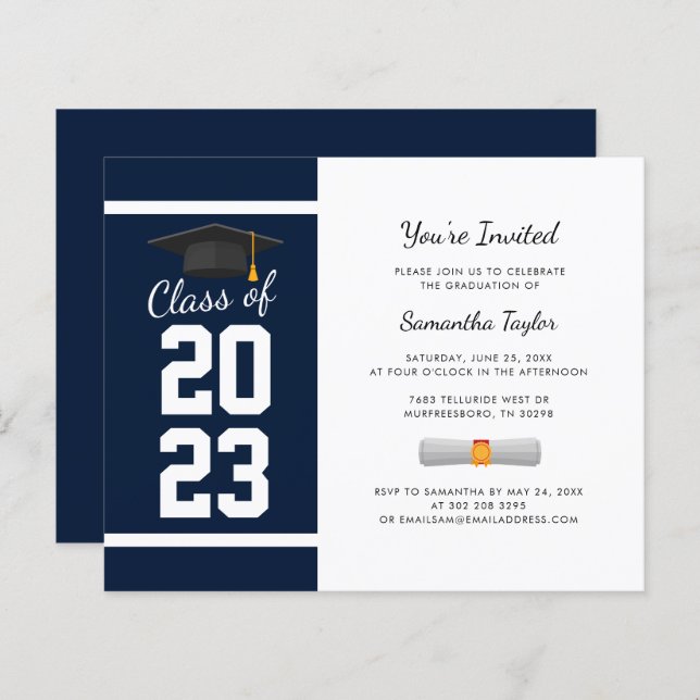 Graduation 2025 Marine Blue Party Invitation (Devant / Derrière)