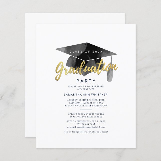 Graduation 2025 Minimaliste Grad Party Invitation (Devant / Derrière)