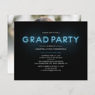 Graduation 2025 Neon Grad Photo Party Invitation