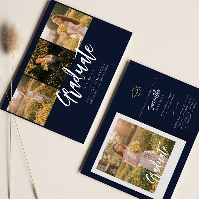 Graduation 2025 Photo Collage Faire-part (Graduation 2024 Announcement with 4 Photo Collage)