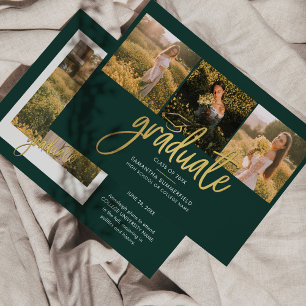 Graduation 2025 Photo Collage Green Faire-part