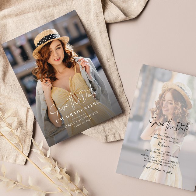 Graduation 2025 Photo Enregistrer la date Annonce (Graduation Save the Date Photo Announcement)