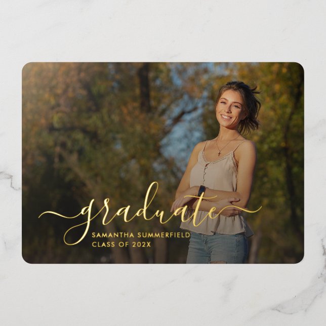 Graduation 2025 Photo Gold Foil Faire-part (Recto)