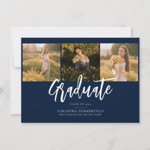 Graduation 2025 Photos Marine Blue Grad Faire-part