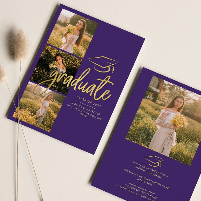 Graduation 2025 Photos Purple Party Faire-part (Créateur téléchargé)