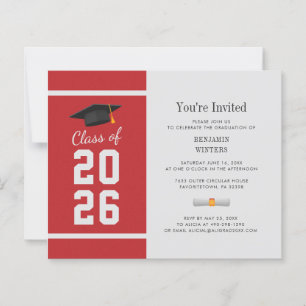 Graduation 2025 Red Grad Party Invitation