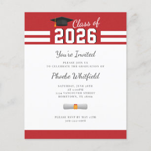 Graduation 2025 Red White Grad Party Invitation