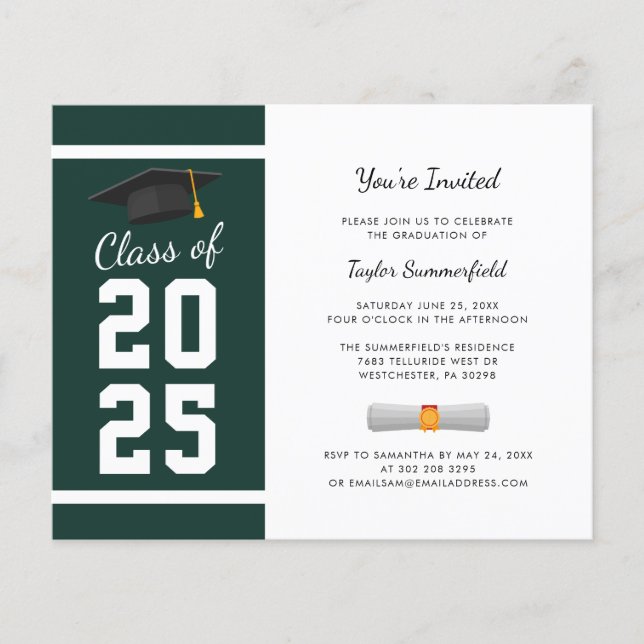 Graduation 2025 Script Green Grad Party Invitation (Devant)