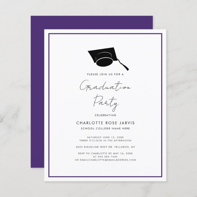 Graduation 2025 Script Modern Party Invitation (Devant / Derrière)