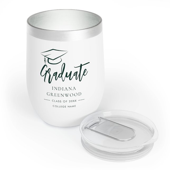 Graduation 2025 Script personnalisé Grad Green (Graduation 2025 Script Personalized Grad Green Thermal Wine Tumbler)