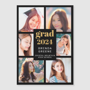 Graduation 6 Photo Collage Or Blanc Script Noir