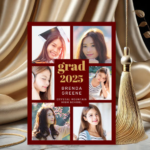 Graduation 6 Photo Collage Rouge Or Blanc Script