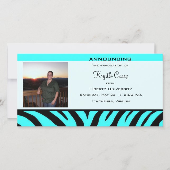 Graduation Aqua Zebra Carte photo (Devant)