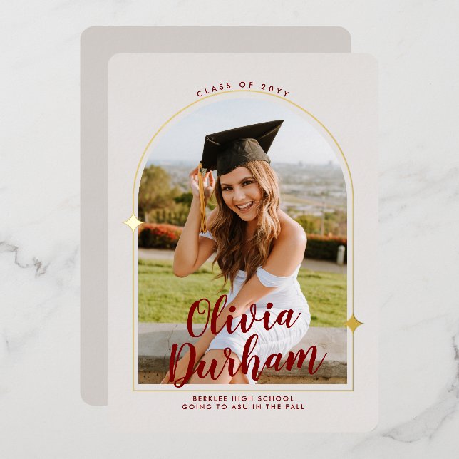 Graduation Arc Artistique Foil Invitation (Recto/Verso)