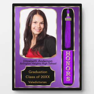 Graduation Avec Honors Plaque Photo Purple