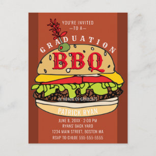 Graduation BBQ Party Burger Invitation