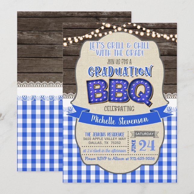 Graduation BBQ Party Invitation - Grill & Chill BG (Devant / Derrière)