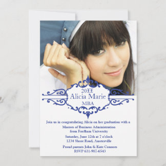 Graduation Blue Photo Invitation