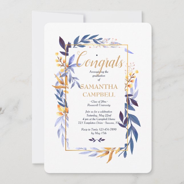 Graduation Blue Two Invitation (Devant)