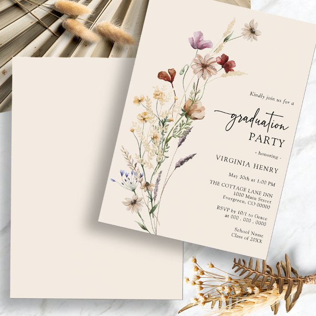 Graduation Boho Party Invitation (Boho Wildflower Graduation Party Invitation by Painted Paperie
)