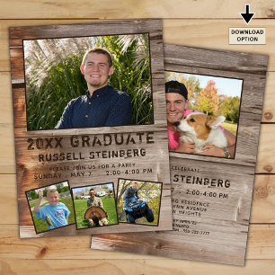 Graduation Bois rustique 5 Invitation photo