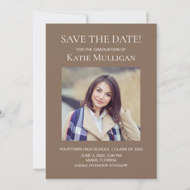 Graduation Brown 2 Photo Save Date Class 2022 (Devant)
