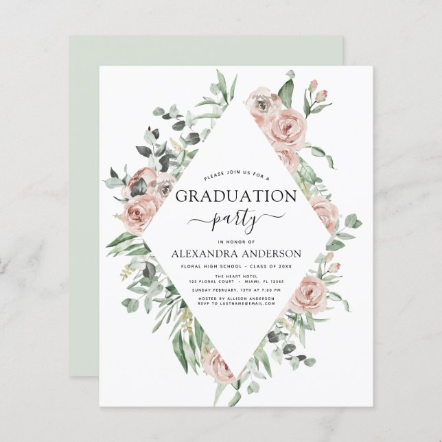 Graduation Budget 2023 Dusty rose Floral (Devant / Derrière)