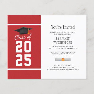 Graduation Budget 2023 Moderne Rouge Blanc Minimal