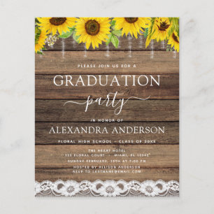 Graduation Budget Sunflower Rustic 2023 Invitation