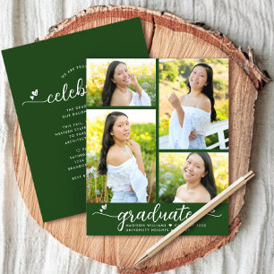 Graduation Budget Vert 4 Script photo Invitation