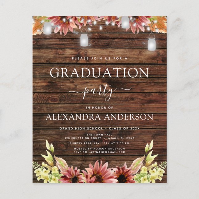 Graduation budgétaire 2023 Tournesol de bois rusti (Devant)