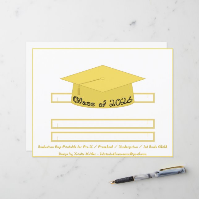 Graduation Cap Gold Party Hat 2026 Back Font (Devant/Arrière en situation)