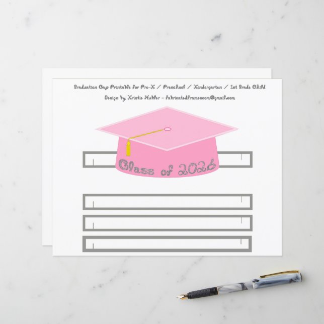 Graduation Cap Pink Party Hat 2026 Silver (Devant/Arrière en situation)