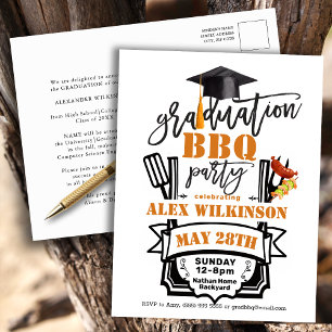 Graduation Cap Tassel Simple BBQ Party Invitation