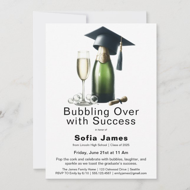 Graduation Champagne Celebration Invitation (Devant)