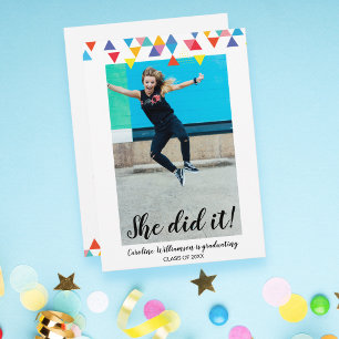 Graduation colorée moderne Photo Party Invitation