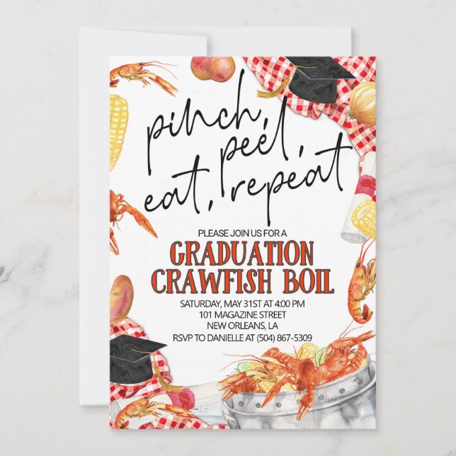 Graduation Crawfish Invitation à ébullition (Devant)
