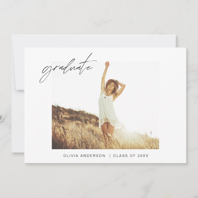 Graduation - Faire-part de diplôme - photo minimal (Devant)