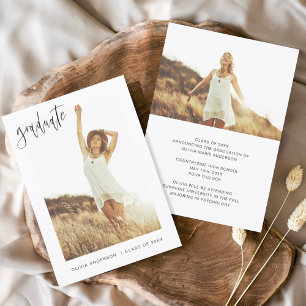 Graduation - Faire-part de diplôme - photo minimal