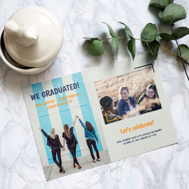 Graduation Faire-part des amis Deux photos (Graduation announcement friends two photos)