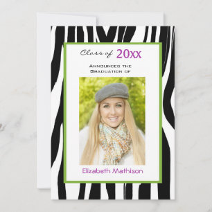 Graduation Faire-part Zebra Photo Invitation