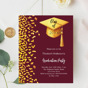 Graduation fête Bourgogne or invitation